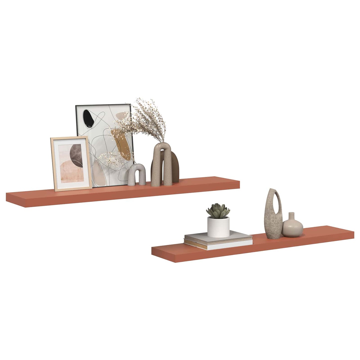 Wandplank met opslag 2 pcs Rood 120 x 23,5 x 4 cm Bewerkt hout is nu te koop bij PeponiXL, paradijselijk wonen!