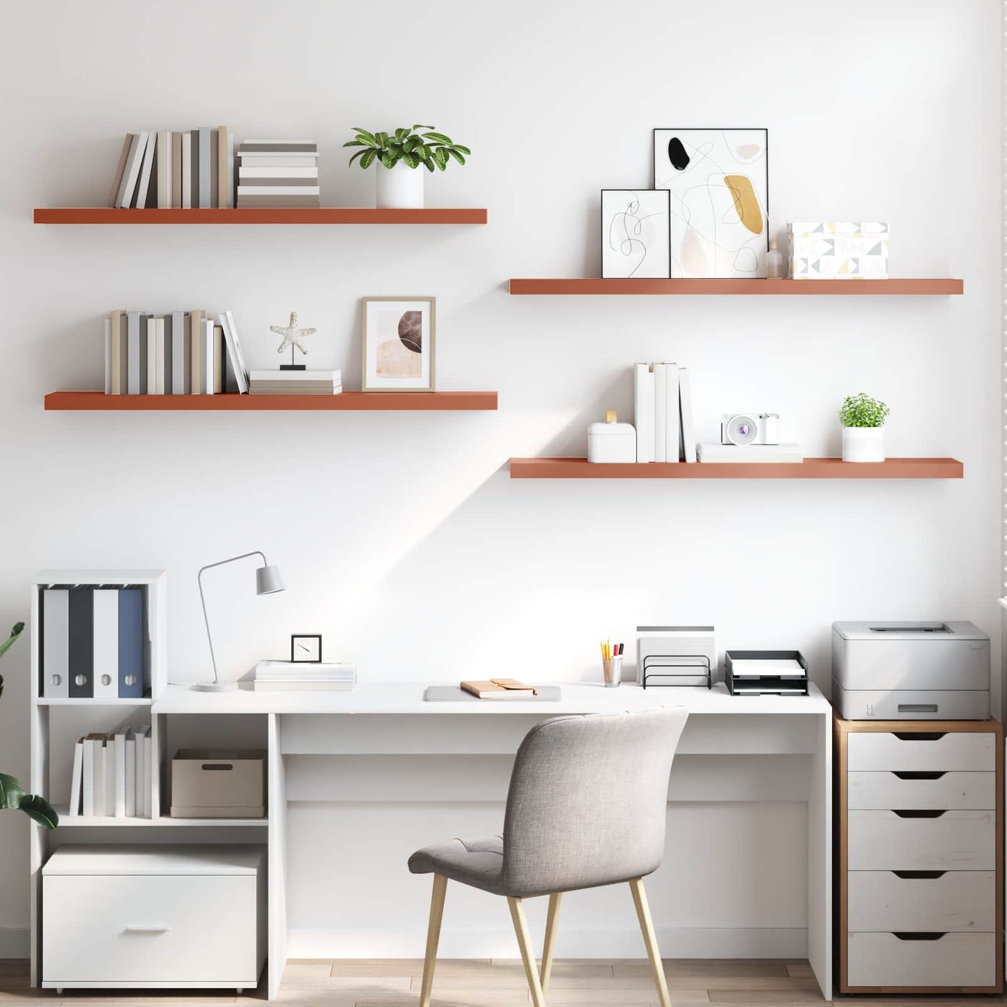 Wandplank met opslag 4 pcs Rood 120 x 23,5 x 4 cm Bewerkt hout is nu te koop bij PeponiXL, paradijselijk wonen!