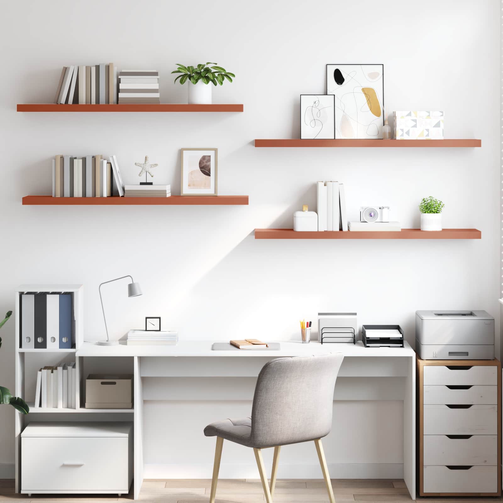 Wandplank met opslag 4 pcs Rood 120 x 23,5 x 4 cm Bewerkt hout is nu te koop bij PeponiXL, paradijselijk wonen!