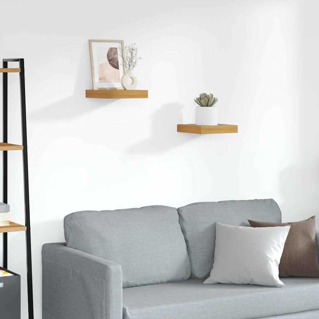 Wandplank met opslag 2 pcs Bruin 23 x 23,5 x 4 cm Bewerkt hout is nu te koop bij PeponiXL, paradijselijk wonen!