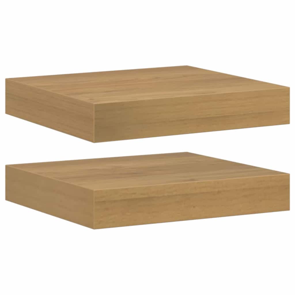 Wandplank met opslag 2 pcs Bruin 23 x 23,5 x 4 cm Bewerkt hout is nu te koop bij PeponiXL, paradijselijk wonen!