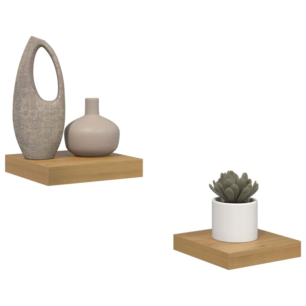 Wandplank met opslag 2 pcs Bruin 23 x 23,5 x 4 cm Bewerkt hout is nu te koop bij PeponiXL, paradijselijk wonen!