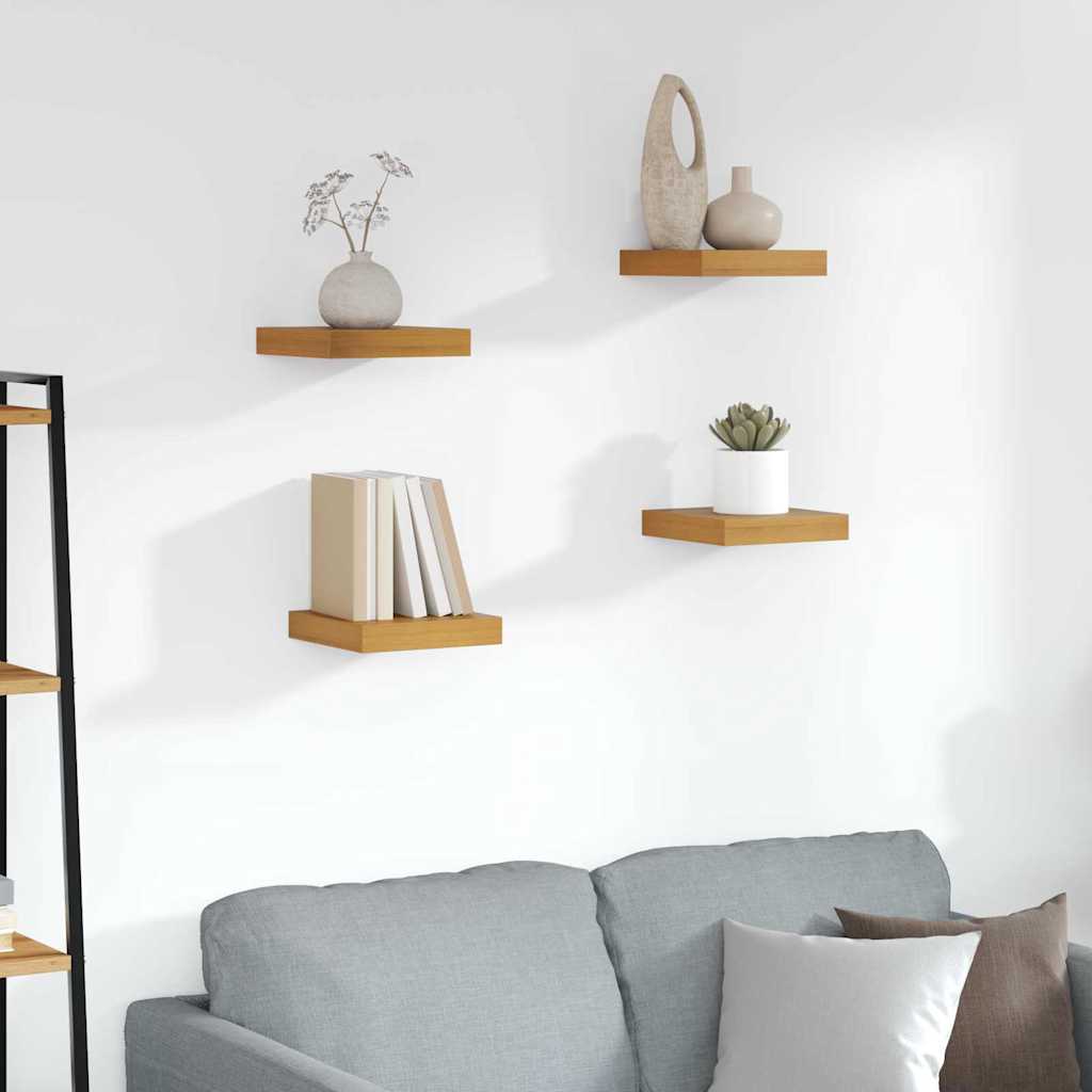 Wandplank met opslag 4 pcs Bruin 23 x 23,5 x 4 cm Bewerkt hout is nu te koop bij PeponiXL, paradijselijk wonen!