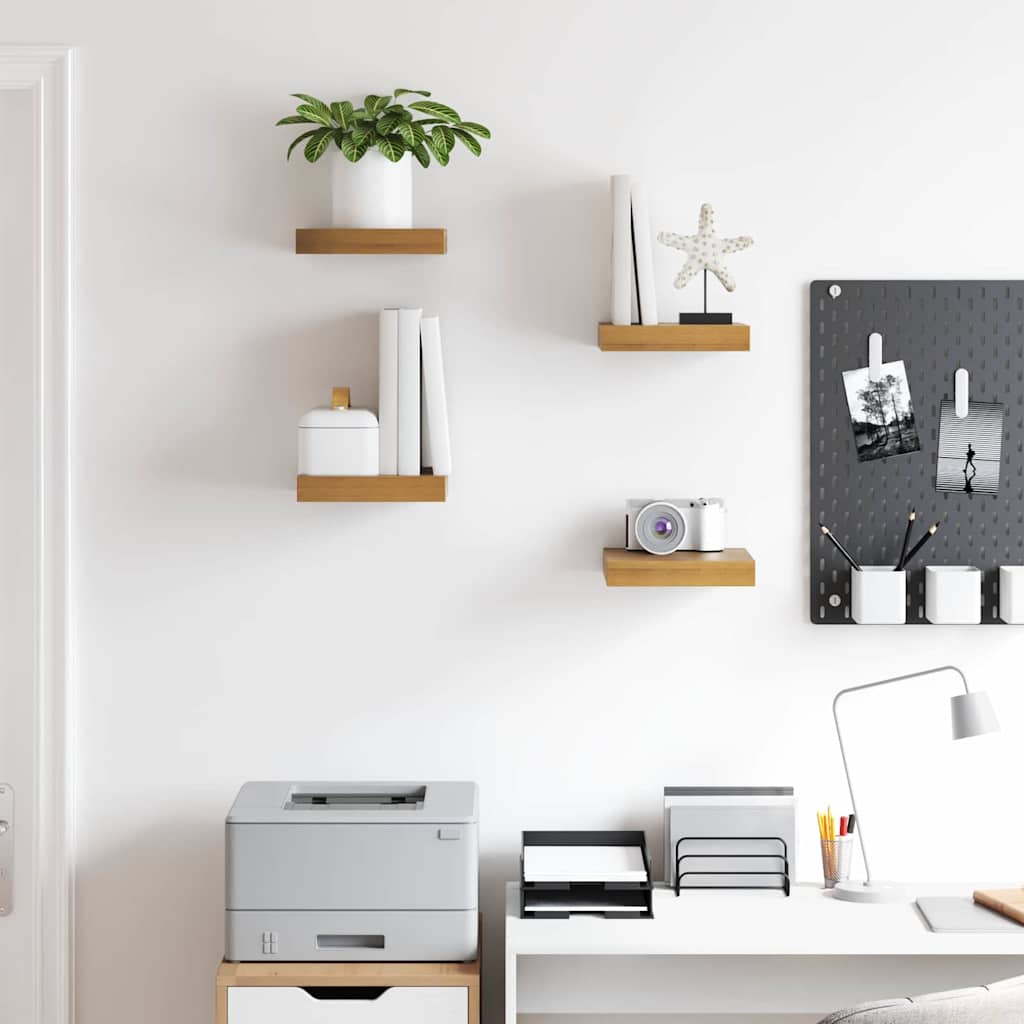 Wandplank met opslag 4 pcs Bruin 23 x 23,5 x 4 cm Bewerkt hout is nu te koop bij PeponiXL, paradijselijk wonen!