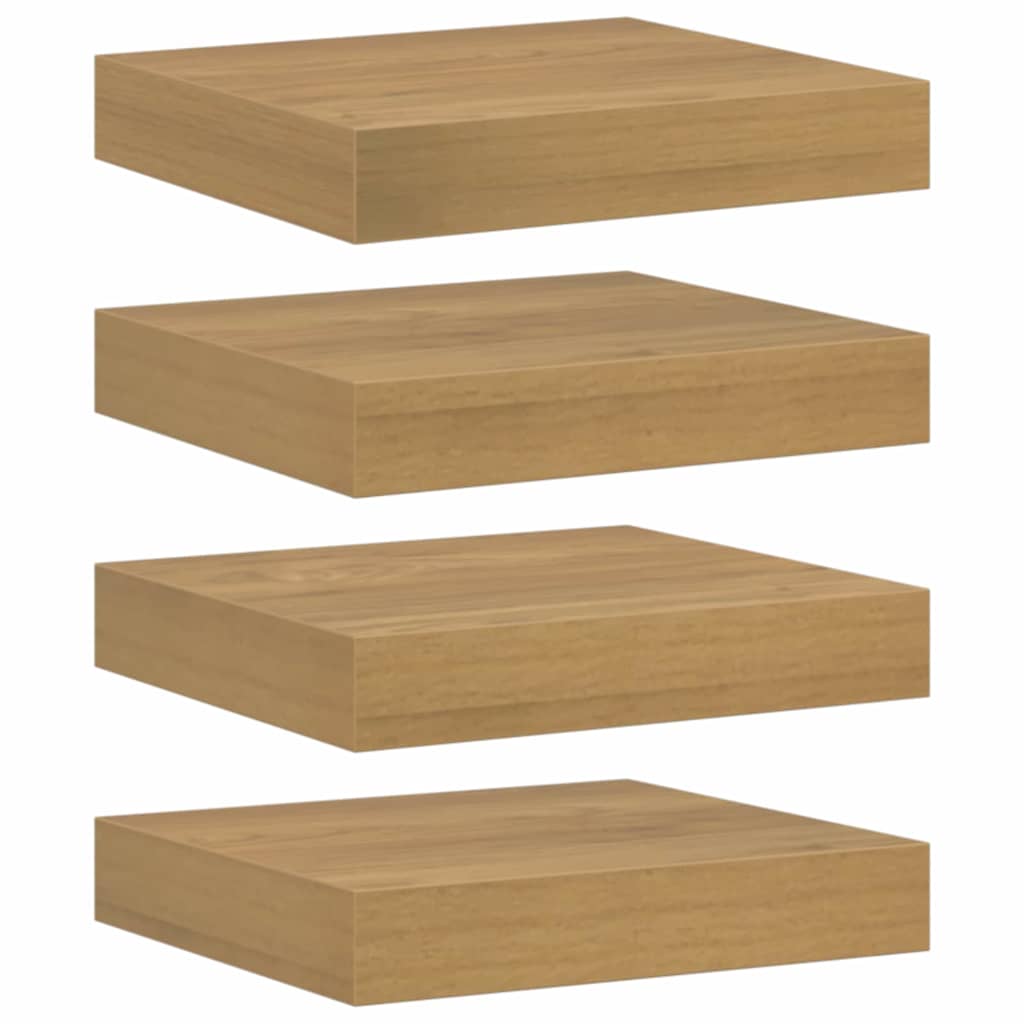 Wandplank met opslag 4 pcs Bruin 23 x 23,5 x 4 cm Bewerkt hout is nu te koop bij PeponiXL, paradijselijk wonen!