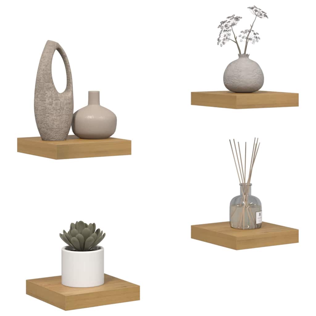 Wandplank met opslag 4 pcs Bruin 23 x 23,5 x 4 cm Bewerkt hout is nu te koop bij PeponiXL, paradijselijk wonen!