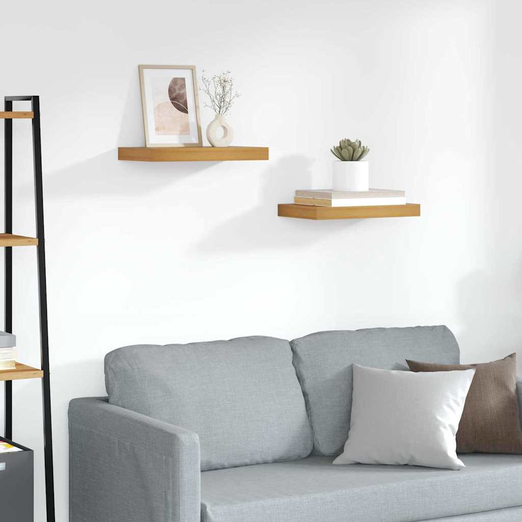Wandplank met opslag 2 pcs Bruin 40 x 23,5 x 4 cm Bewerkt hout is nu te koop bij PeponiXL, paradijselijk wonen!