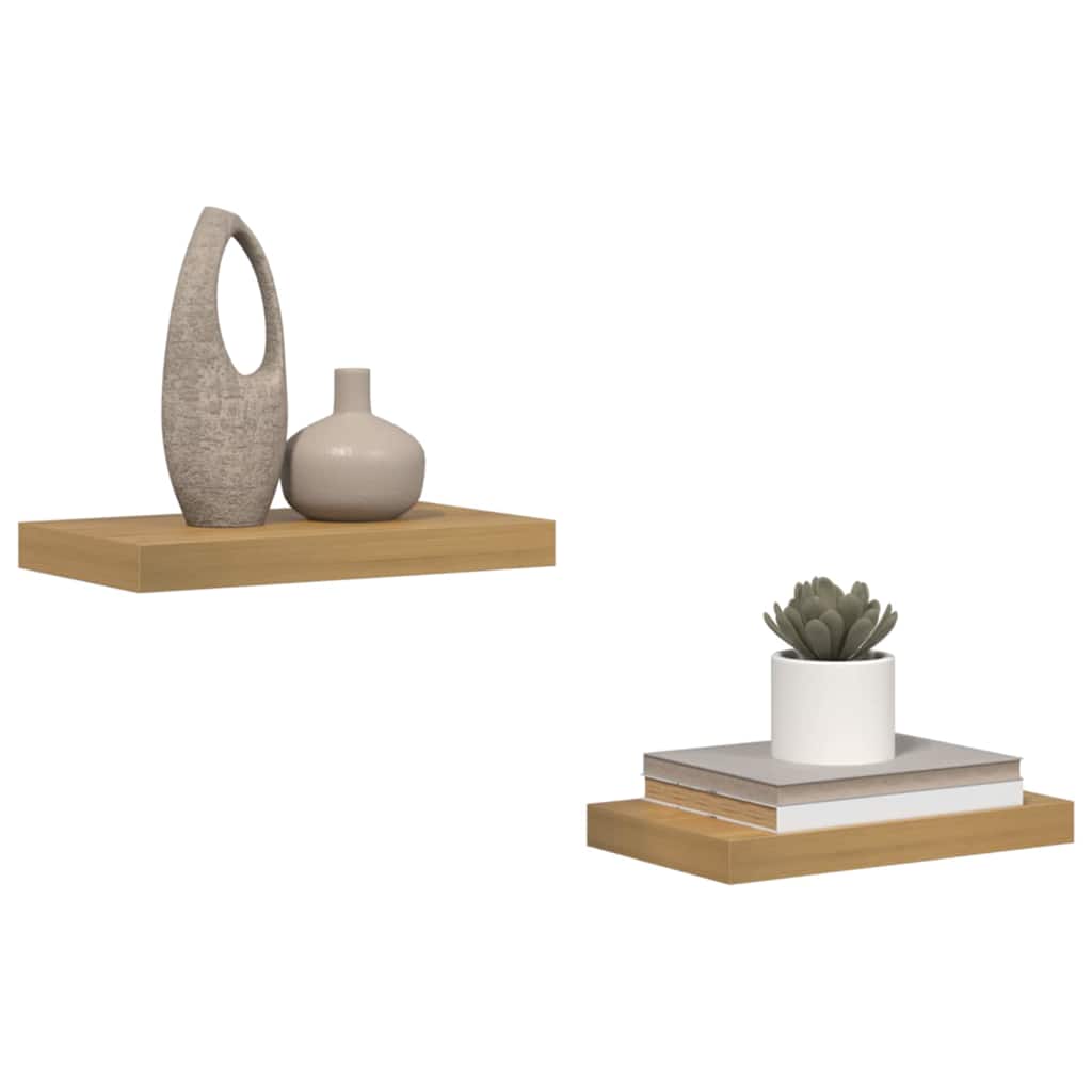 Wandplank met opslag 2 pcs Bruin 40 x 23,5 x 4 cm Bewerkt hout is nu te koop bij PeponiXL, paradijselijk wonen!