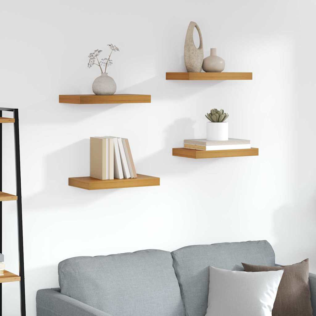 Wandplank met opslag 4 pcs Bruin 40 x 23,5 x 4 cm Bewerkt hout is nu te koop bij PeponiXL, paradijselijk wonen!