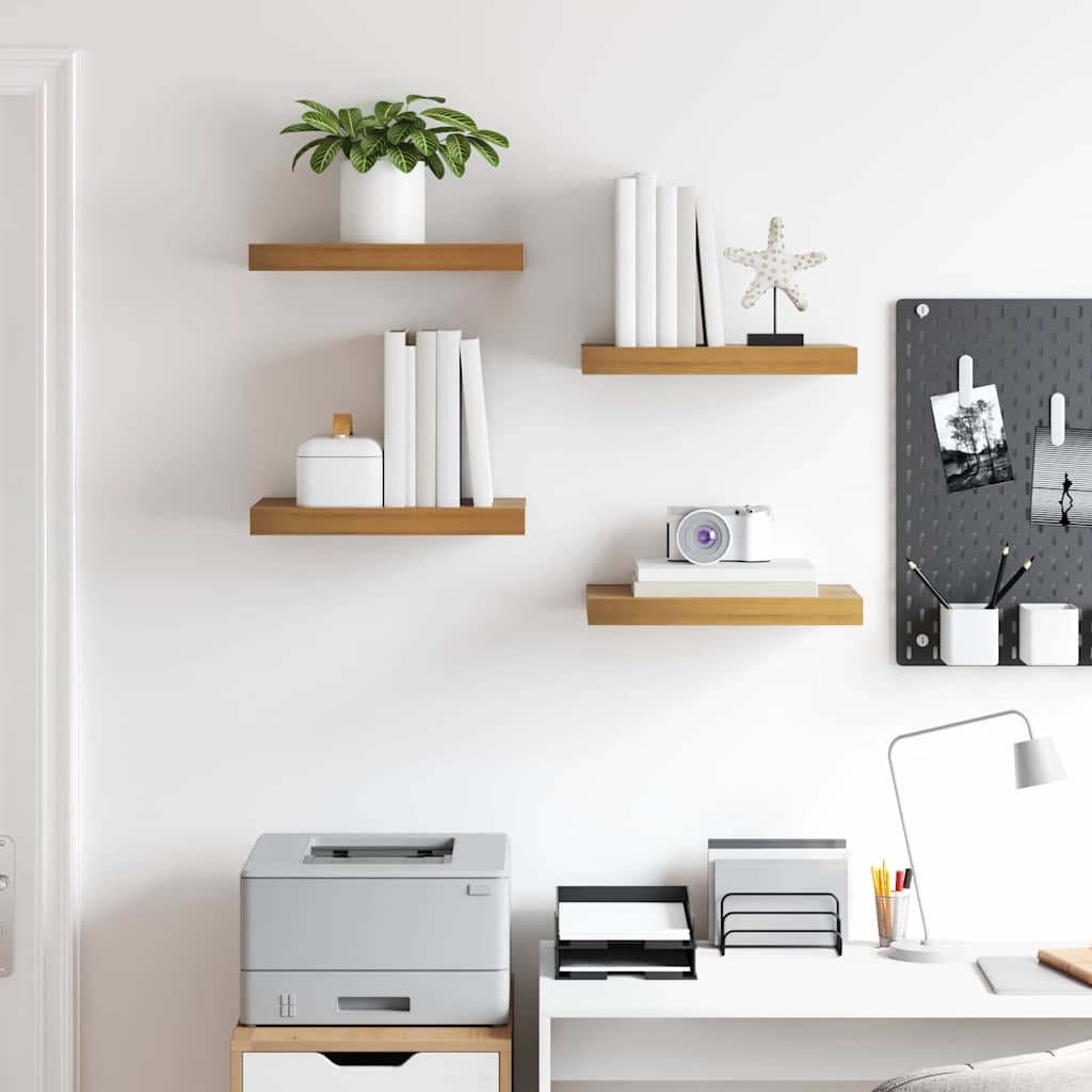 Wandplank met opslag 4 pcs Bruin 40 x 23,5 x 4 cm Bewerkt hout is nu te koop bij PeponiXL, paradijselijk wonen!