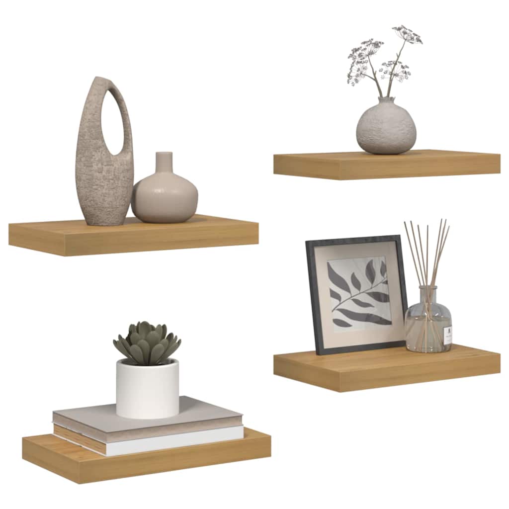 Wandplank met opslag 4 pcs Bruin 40 x 23,5 x 4 cm Bewerkt hout is nu te koop bij PeponiXL, paradijselijk wonen!