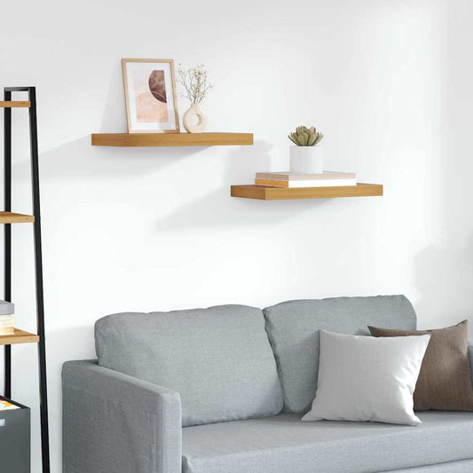 Wandplank met opslag 2 pcs Bruin 50 x 23 x 4 cm Bewerkt hout is nu te koop bij PeponiXL, paradijselijk wonen!