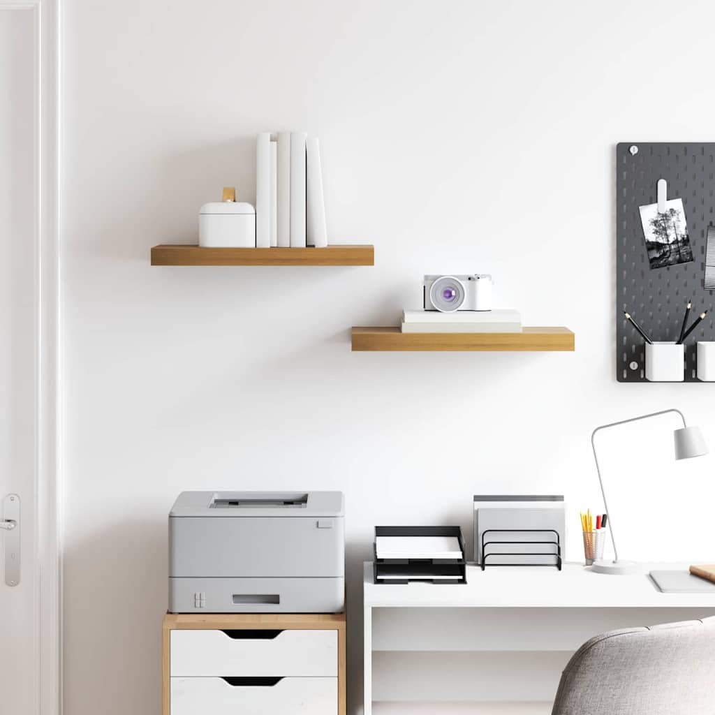 Wandplank met opslag 2 pcs Bruin 50 x 23 x 4 cm Bewerkt hout is nu te koop bij PeponiXL, paradijselijk wonen!