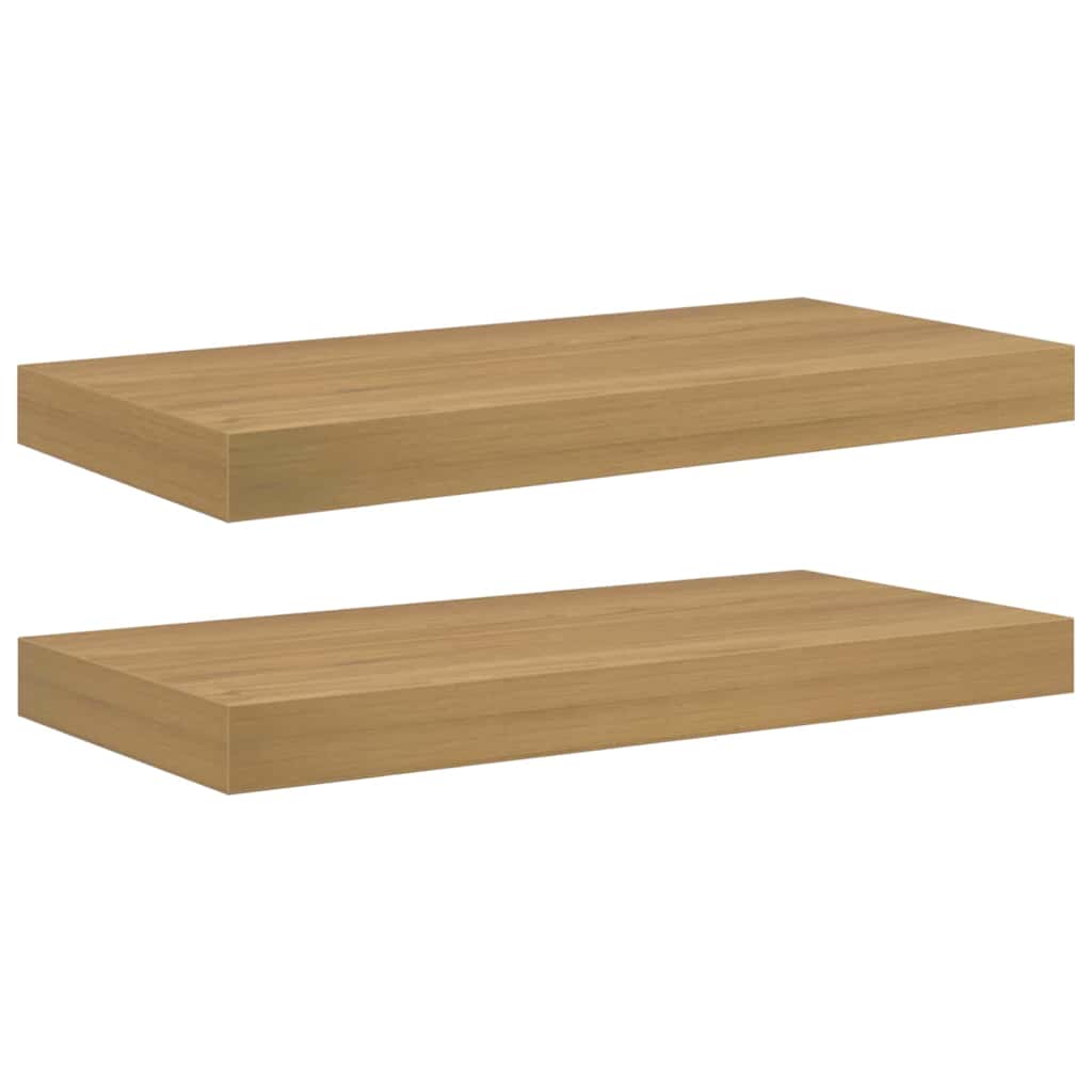 Wandplank met opslag 2 pcs Bruin 50 x 23 x 4 cm Bewerkt hout is nu te koop bij PeponiXL, paradijselijk wonen!