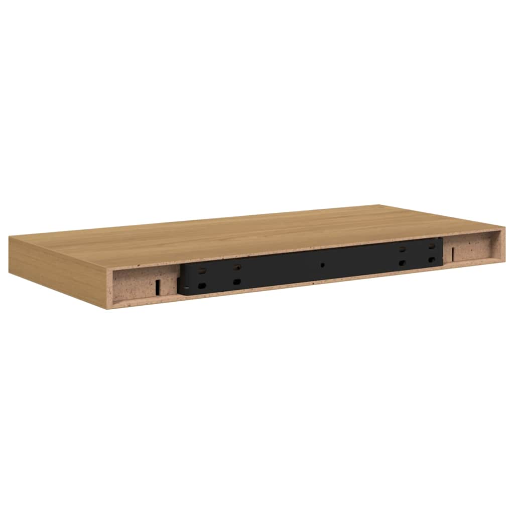 Wandplank met opslag 2 pcs Bruin 50 x 23 x 4 cm Bewerkt hout is nu te koop bij PeponiXL, paradijselijk wonen!