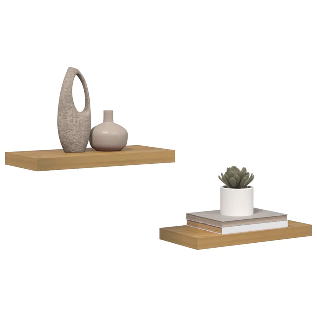 Wandplank met opslag 2 pcs Bruin 50 x 23 x 4 cm Bewerkt hout is nu te koop bij PeponiXL, paradijselijk wonen!