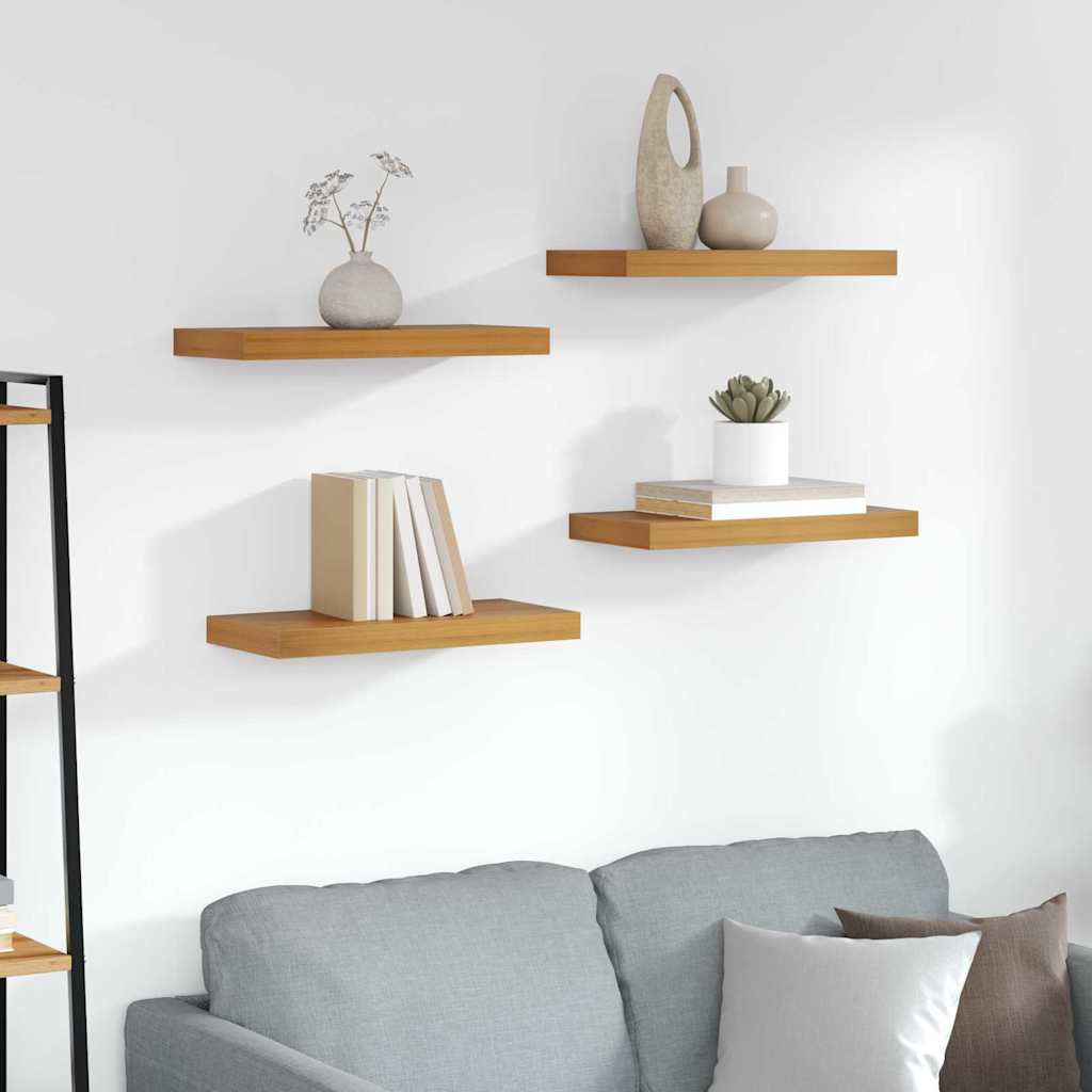 Wandplank met opslag 4 pcs Bruin 50 x 23 x 4 cm Bewerkt hout is nu te koop bij PeponiXL, paradijselijk wonen!