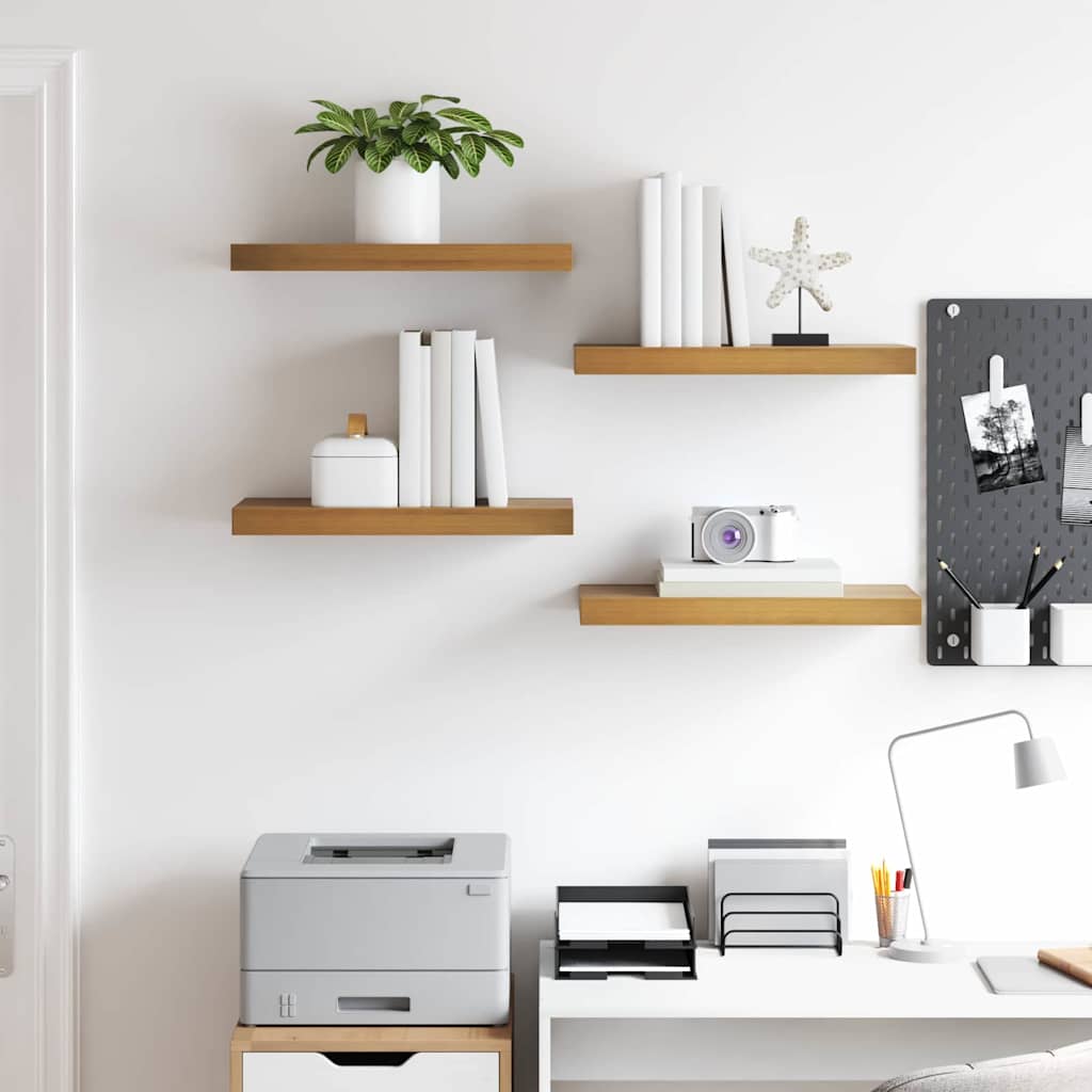 Wandplank met opslag 4 pcs Bruin 50 x 23 x 4 cm Bewerkt hout is nu te koop bij PeponiXL, paradijselijk wonen!