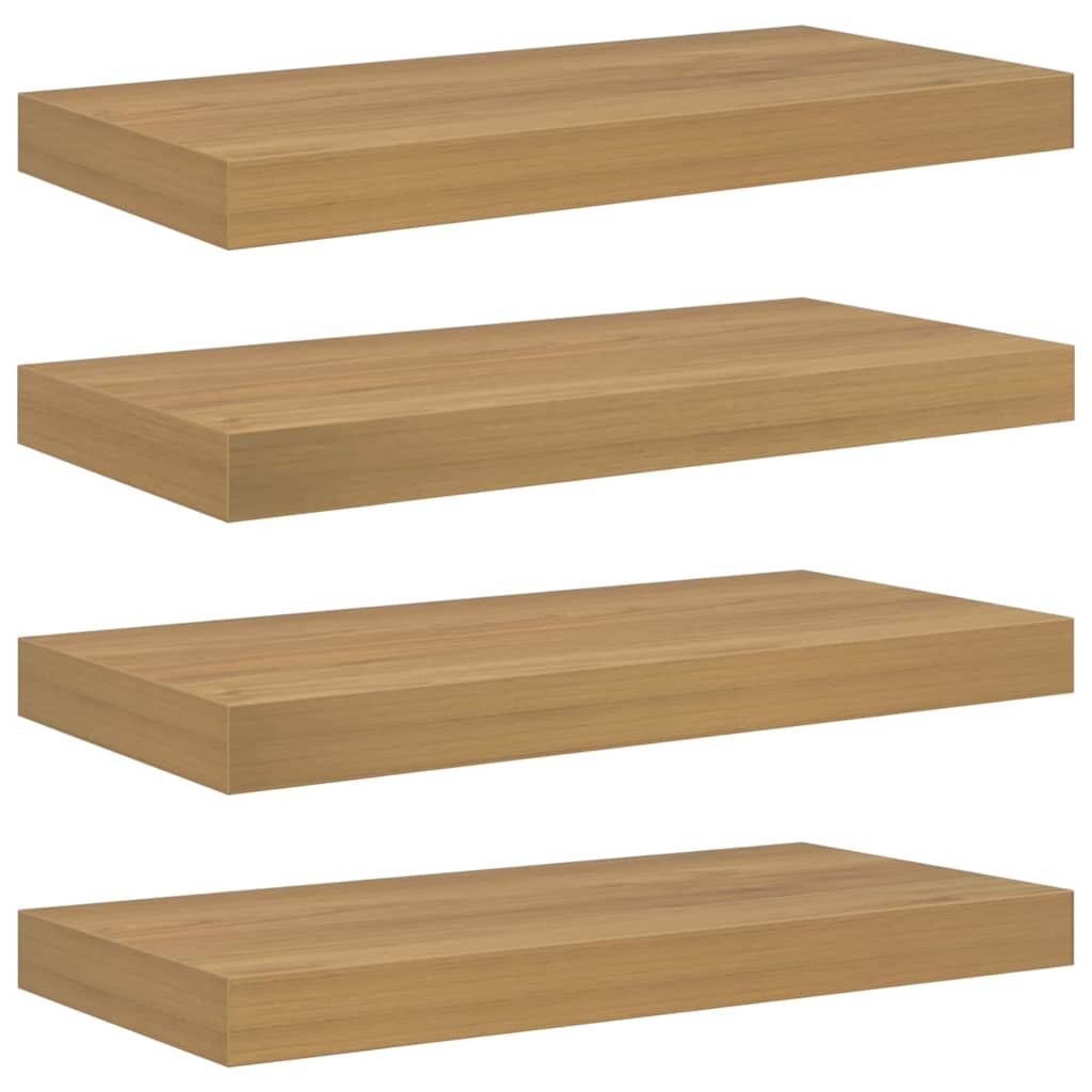 Wandplank met opslag 4 pcs Bruin 50 x 23 x 4 cm Bewerkt hout is nu te koop bij PeponiXL, paradijselijk wonen!