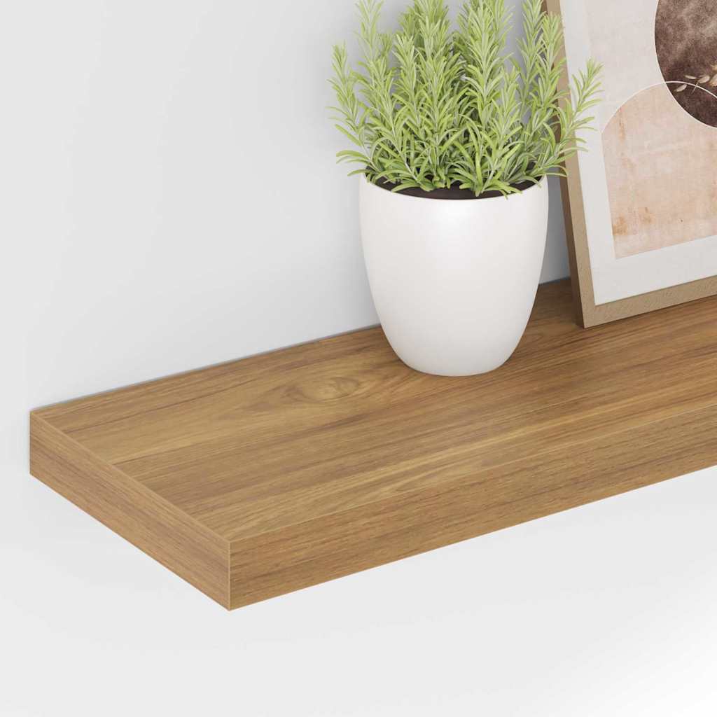Wandplank met opslag 2 pcs Bruin 50 x 23 x 4 cm Bewerkt hout is nu te koop bij PeponiXL, paradijselijk wonen!