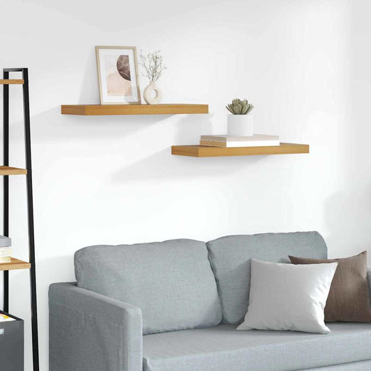 Wandplank met opslag 2 pcs Bruin 60 x 23 x 4 cm Bewerkt hout is nu te koop bij PeponiXL, paradijselijk wonen!