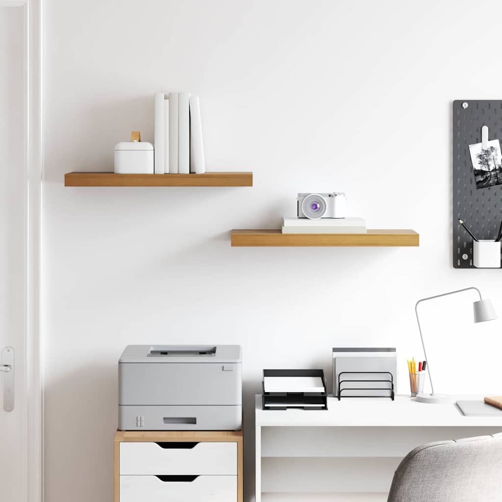 Wandplank met opslag 2 pcs Bruin 50 x 23 x 4 cm Bewerkt hout is nu te koop bij PeponiXL, paradijselijk wonen!