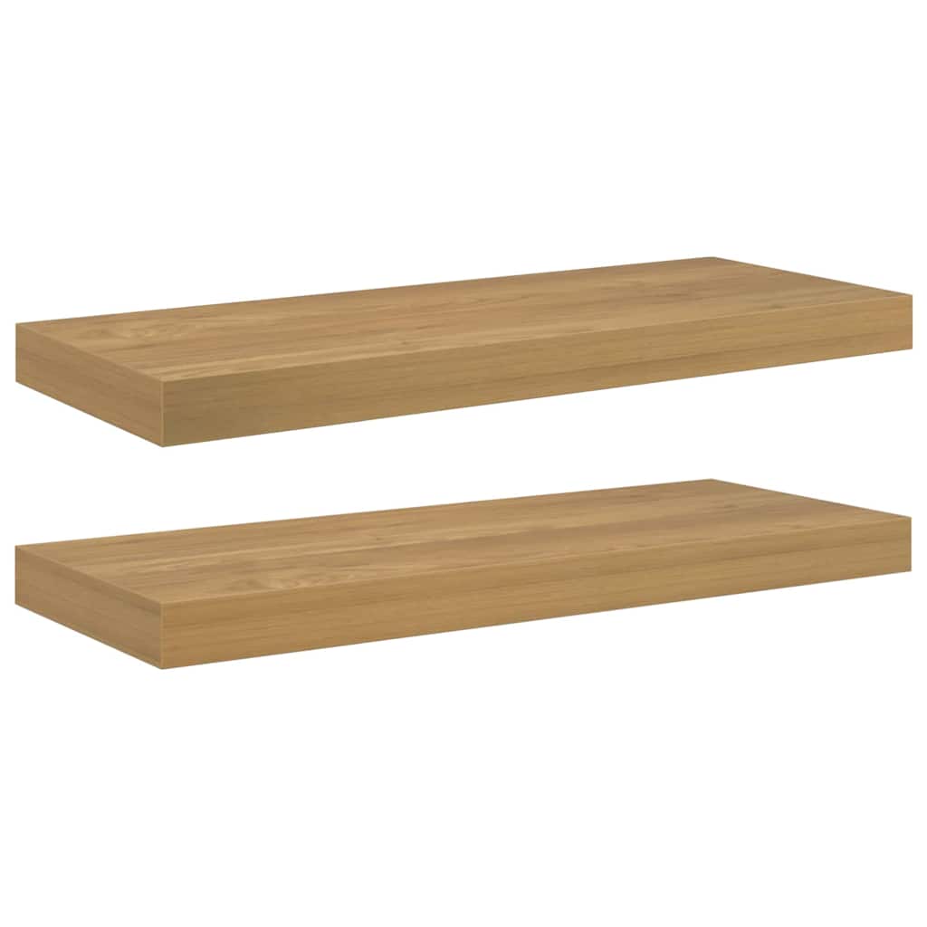 Wandplank met opslag 2 pcs Bruin 50 x 23 x 4 cm Bewerkt hout is nu te koop bij PeponiXL, paradijselijk wonen!