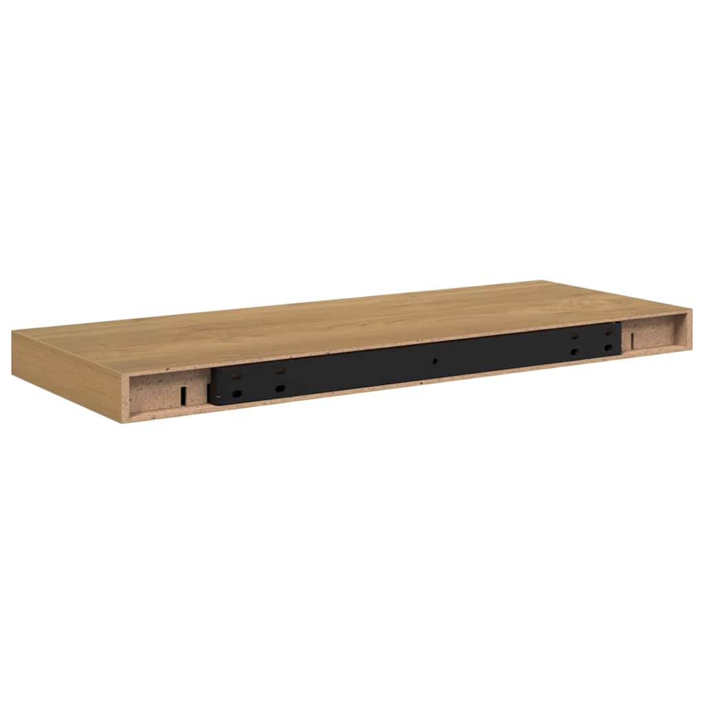 Wandplank met opslag 2 pcs Bruin 50 x 23 x 4 cm Bewerkt hout is nu te koop bij PeponiXL, paradijselijk wonen!