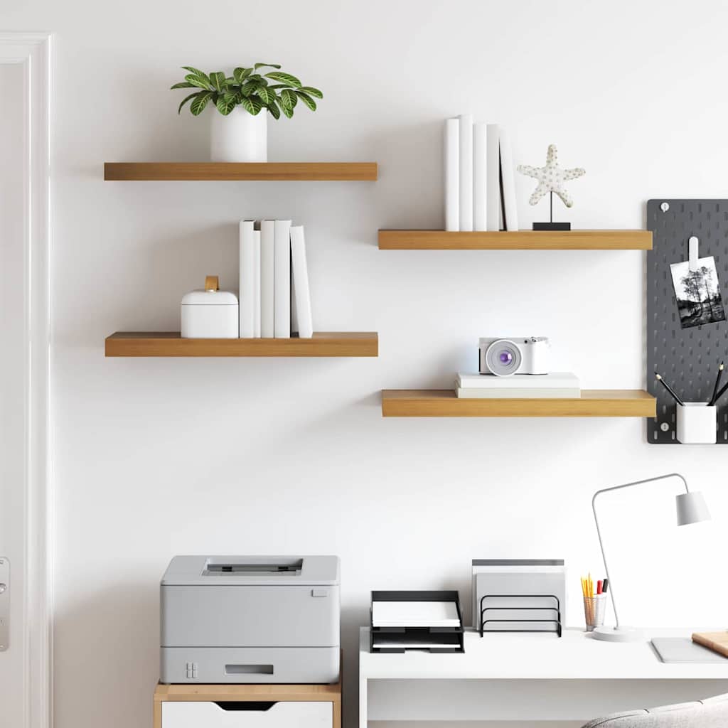 Wandplank met opslag 4 pcs Bruin 60 x 23 x 4 cm Bewerkt hout is nu te koop bij PeponiXL, paradijselijk wonen!
