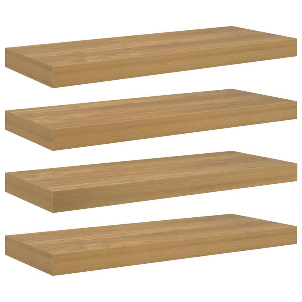 Wandplank met opslag 4 pcs Bruin 60 x 23 x 4 cm Bewerkt hout is nu te koop bij PeponiXL, paradijselijk wonen!