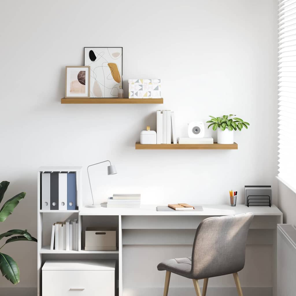 Wandplank met opslag 2 pcs Bruin 90 x 23,5 x 4 cm Bewerkt hout is nu te koop bij PeponiXL, paradijselijk wonen!