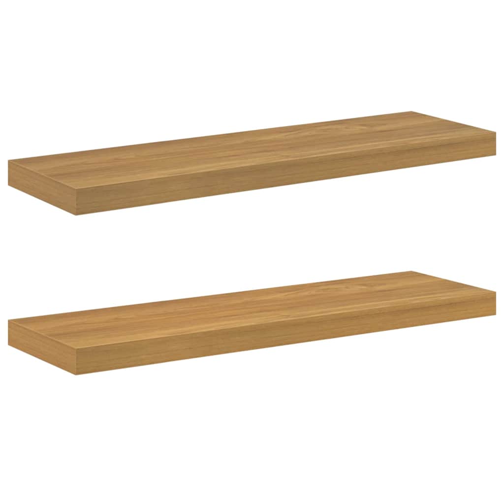Wandplank met opslag 2 pcs Bruin 90 x 23,5 x 4 cm Bewerkt hout is nu te koop bij PeponiXL, paradijselijk wonen!
