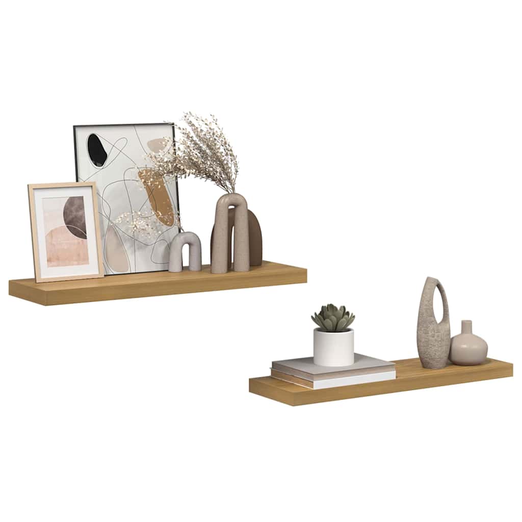 Wandplank met opslag 2 pcs Bruin 90 x 23,5 x 4 cm Bewerkt hout is nu te koop bij PeponiXL, paradijselijk wonen!