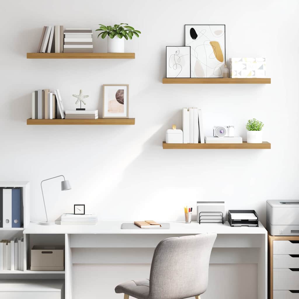 Wandplank met opslag 4 pcs Bruin 90 x 23,5 x 4 cm Bewerkt hout is nu te koop bij PeponiXL, paradijselijk wonen!
