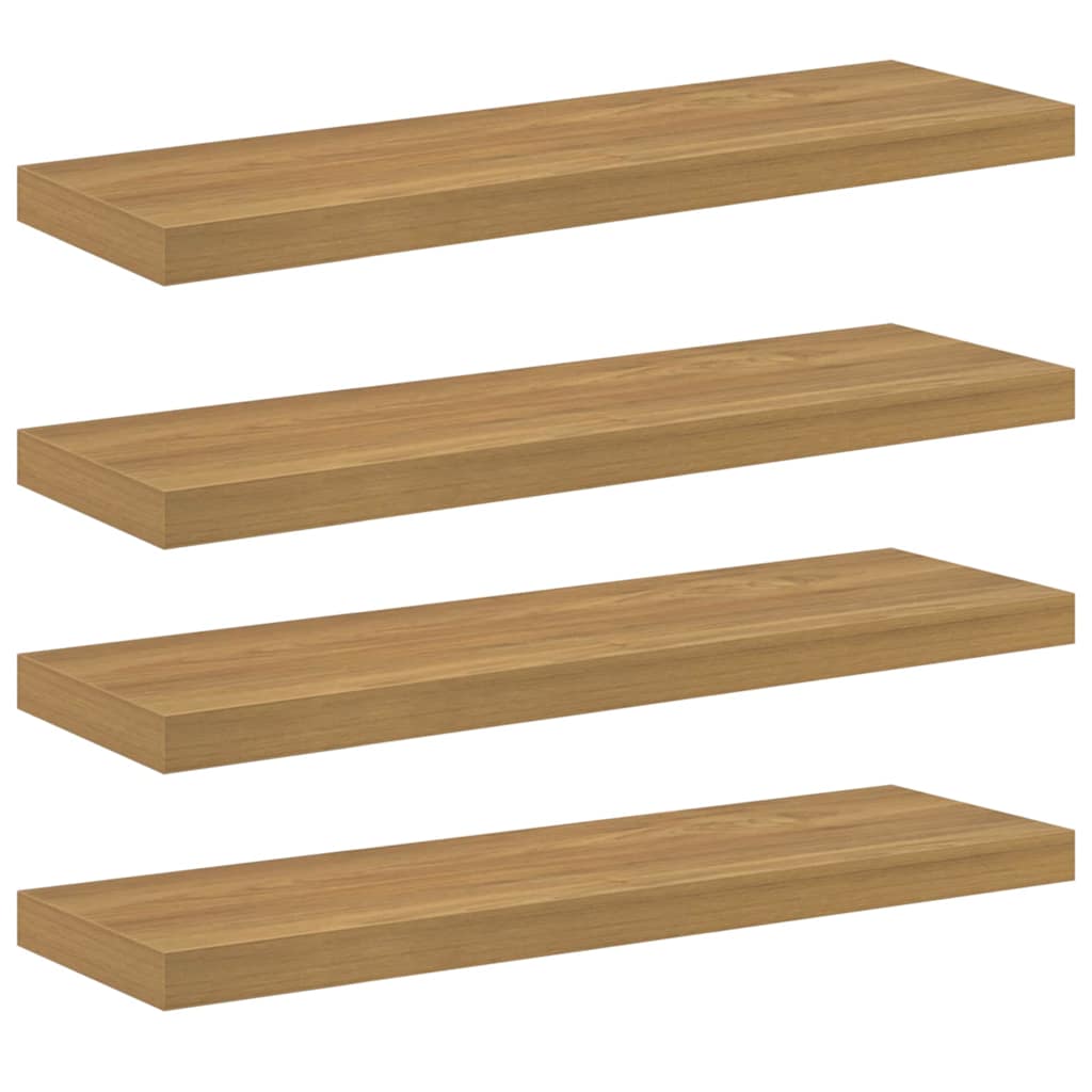 Wandplank met opslag 4 pcs Bruin 90 x 23,5 x 4 cm Bewerkt hout is nu te koop bij PeponiXL, paradijselijk wonen!