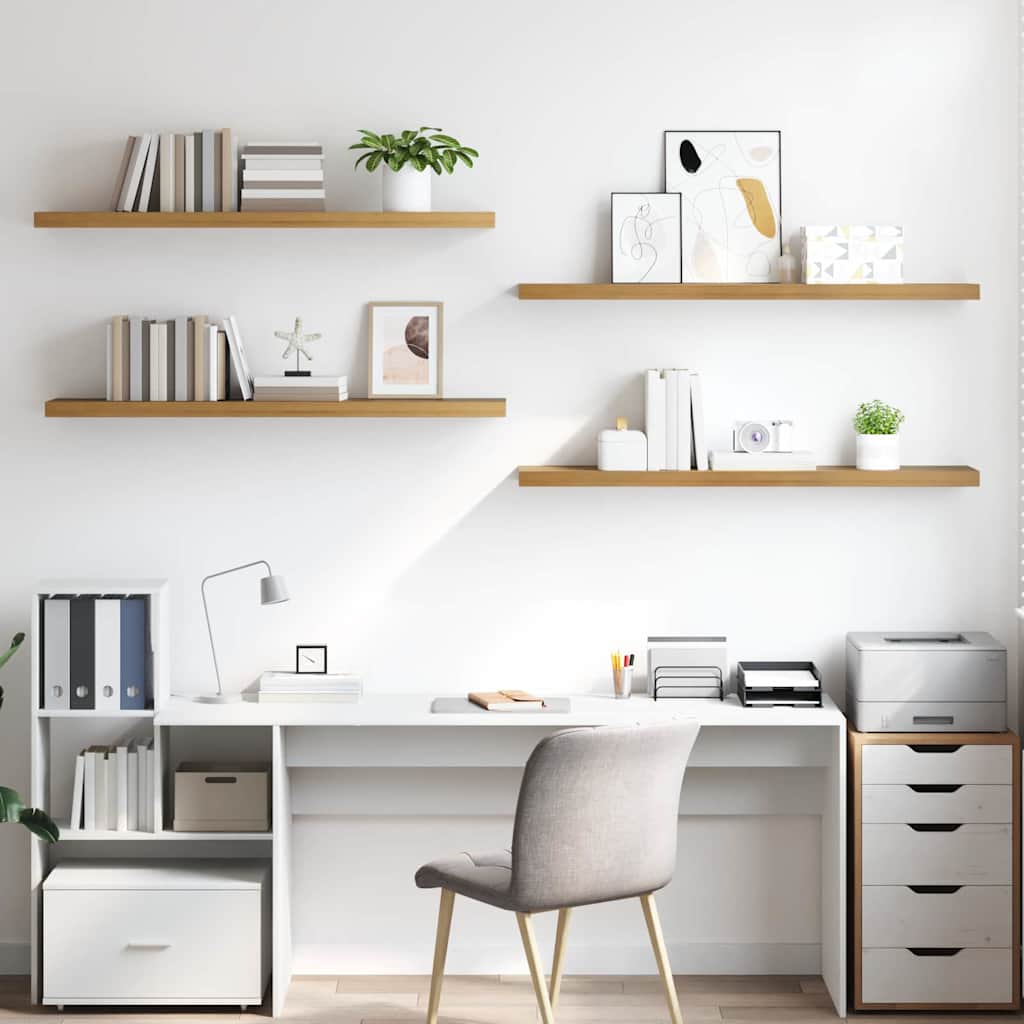 Wandplank met opslag 4 pcs Bruin 120 x 23,5 x 4 cm Bewerkt hout is nu te koop bij PeponiXL, paradijselijk wonen!