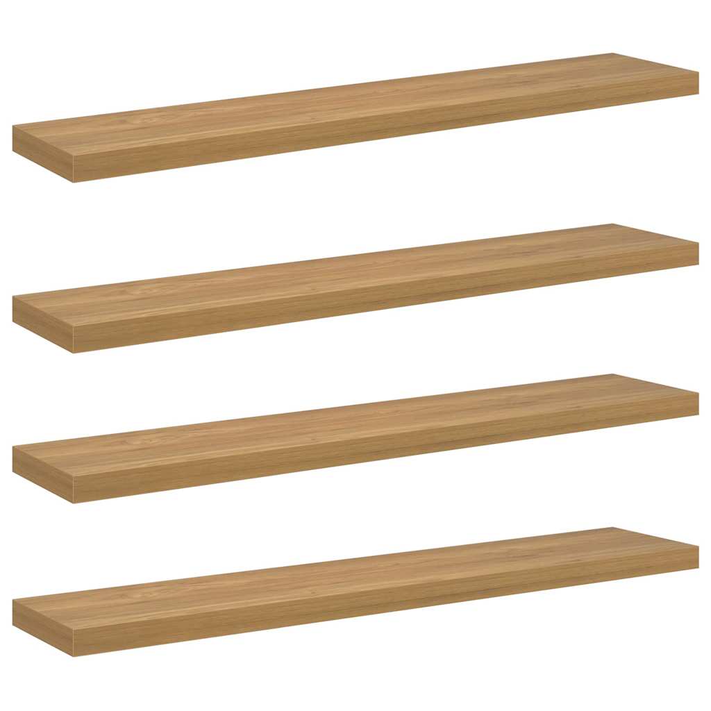 Wandplank met opslag 4 pcs Bruin 120 x 23,5 x 4 cm Bewerkt hout is nu te koop bij PeponiXL, paradijselijk wonen!