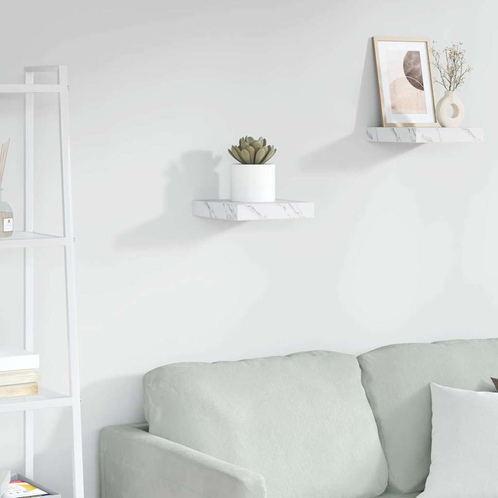 Wandplank met opslag Wit Marmer 23 x 23,5 x 4 cm Bewerkt hout is nu te koop bij PeponiXL, paradijselijk wonen!
