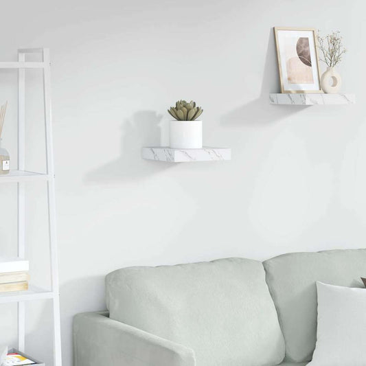 Wandplank met opslag Wit Marmer 23 x 23,5 x 4 cm Bewerkt hout is nu te koop bij PeponiXL, paradijselijk wonen!