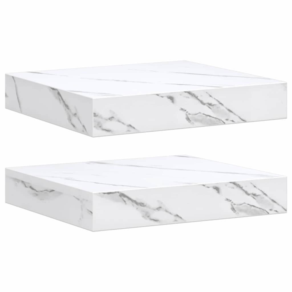 Wandplank 2 pcs Wit Marmer 23 x 23,5 x 4 cm Bewerkt hout is nu te koop bij PeponiXL, paradijselijk wonen!