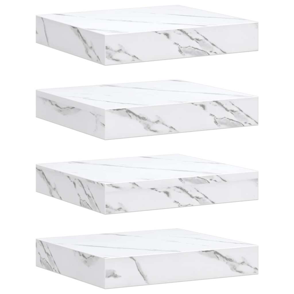 Wandplank 4 pcs Wit Marmer 23 x 23,5 x 4 cm Bewerkt hout is nu te koop bij PeponiXL, paradijselijk wonen!