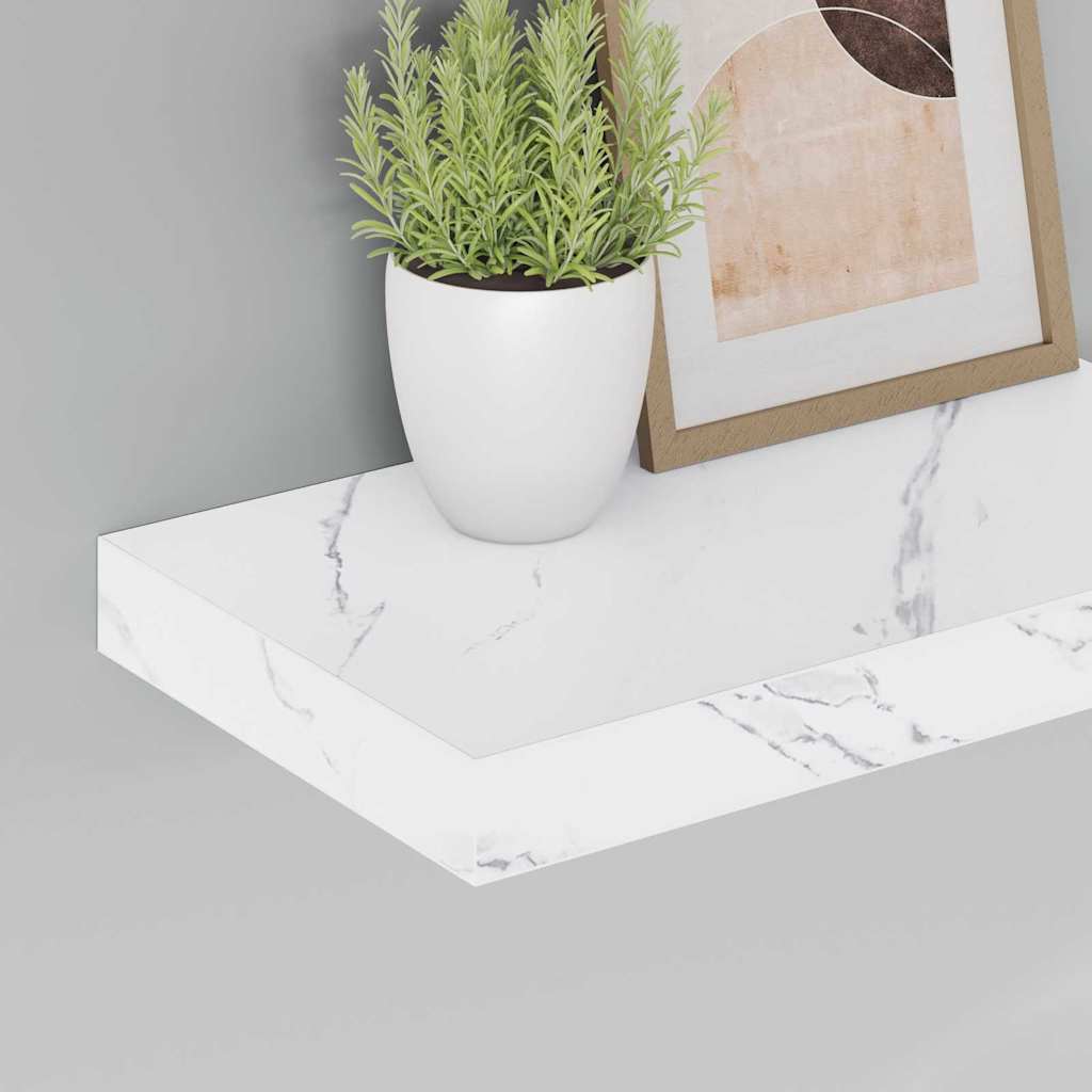 Wandplank met opslag Wit Marmer 40 x 23,5 x 4 cm Bewerkt hout is nu te koop bij PeponiXL, paradijselijk wonen!