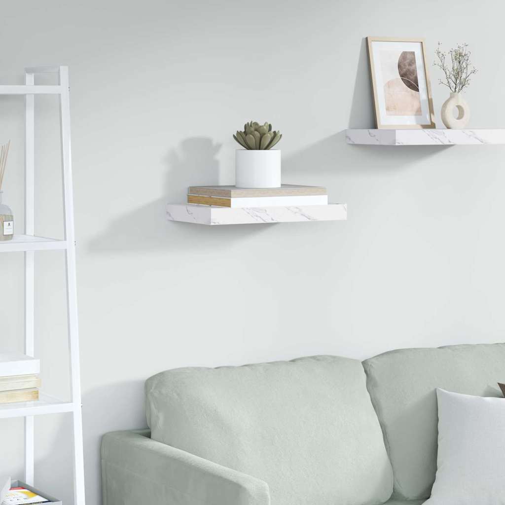 Wandplank met opslag Wit Marmer 40 x 23,5 x 4 cm Bewerkt hout is nu te koop bij PeponiXL, paradijselijk wonen!
