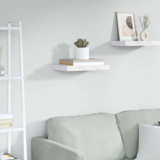 Wandplank met opslag Wit Marmer 40 x 23,5 x 4 cm Bewerkt hout is nu te koop bij PeponiXL, paradijselijk wonen!