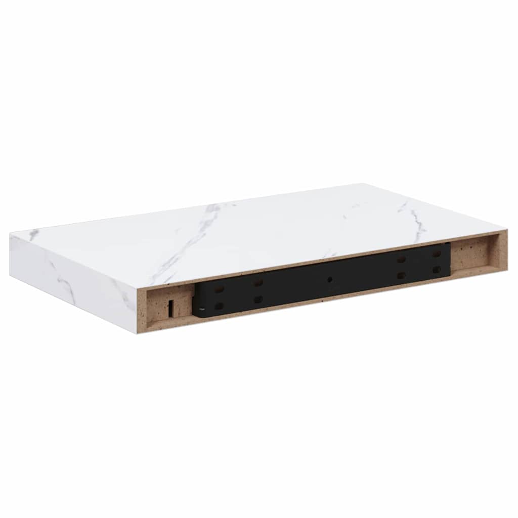 Wandplank met opslag Wit Marmer 40 x 23,5 x 4 cm Bewerkt hout is nu te koop bij PeponiXL, paradijselijk wonen!