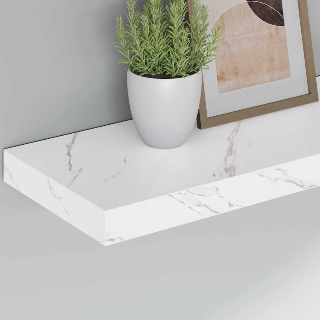 Wandplank Wandgemonteerd Wit Marmer 50 x 23 x 4 cm Bewerkt hout is nu te koop bij PeponiXL, paradijselijk wonen!