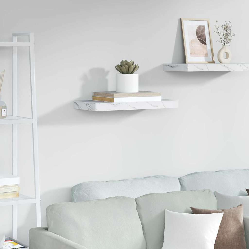 Wandplank Wandgemonteerd Wit Marmer 50 x 23 x 4 cm Bewerkt hout is nu te koop bij PeponiXL, paradijselijk wonen!