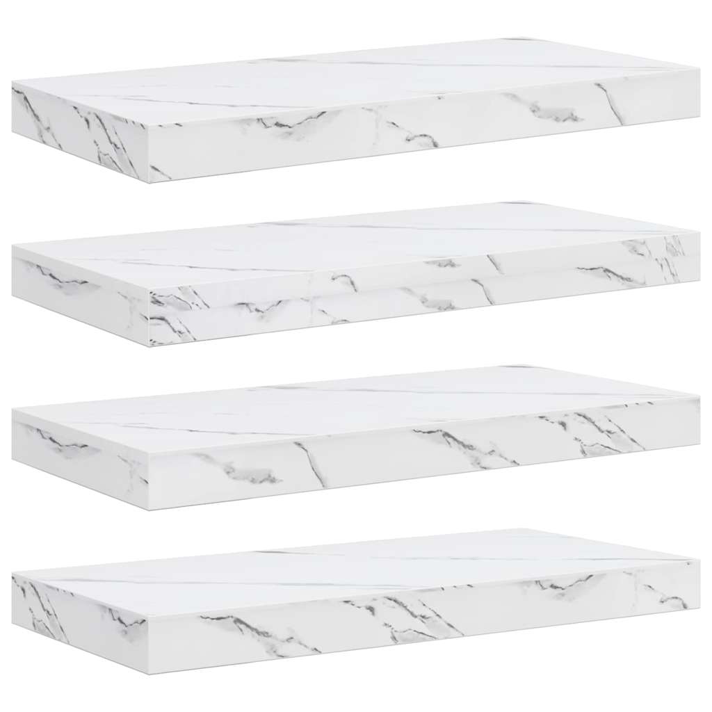 Wandplank 4 pcs Wit Marmer 50 x 23,5 x 4 cm Bewerkt hout is nu te koop bij PeponiXL, paradijselijk wonen!