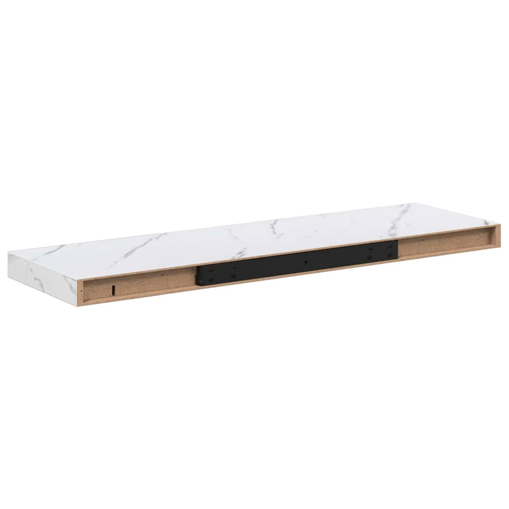 Wandplank met opslag Wit Marmer 80 x 23,5 x 4 cm Bewerkt hout is nu te koop bij PeponiXL, paradijselijk wonen!