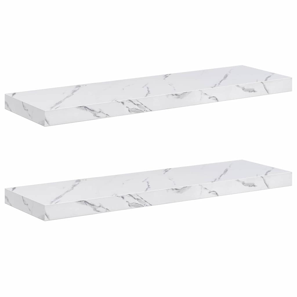 Wandplank 2 pcs Wit Marmer 90 x 23,5 x 4 cm Bewerkt hout is nu te koop bij PeponiXL, paradijselijk wonen!
